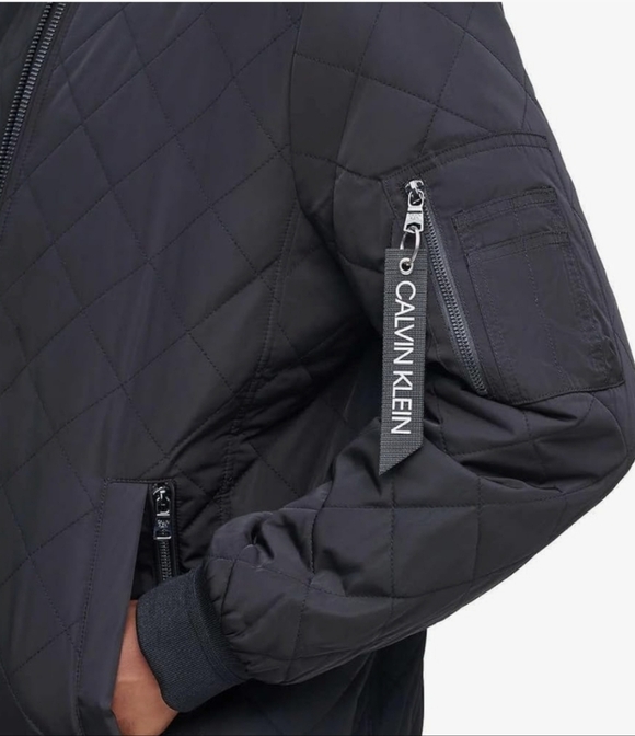 Calvin Klein Men's Dark Gray Quilted Bomber Jacket - Picture 4 of 5